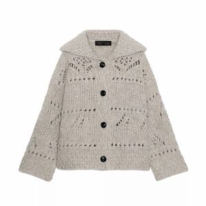 Zara Pointelle Chunky Knit Cardigan